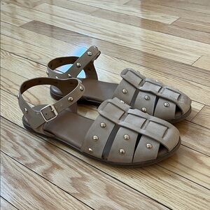 Catherine Malandrino Tan Studded Sandals